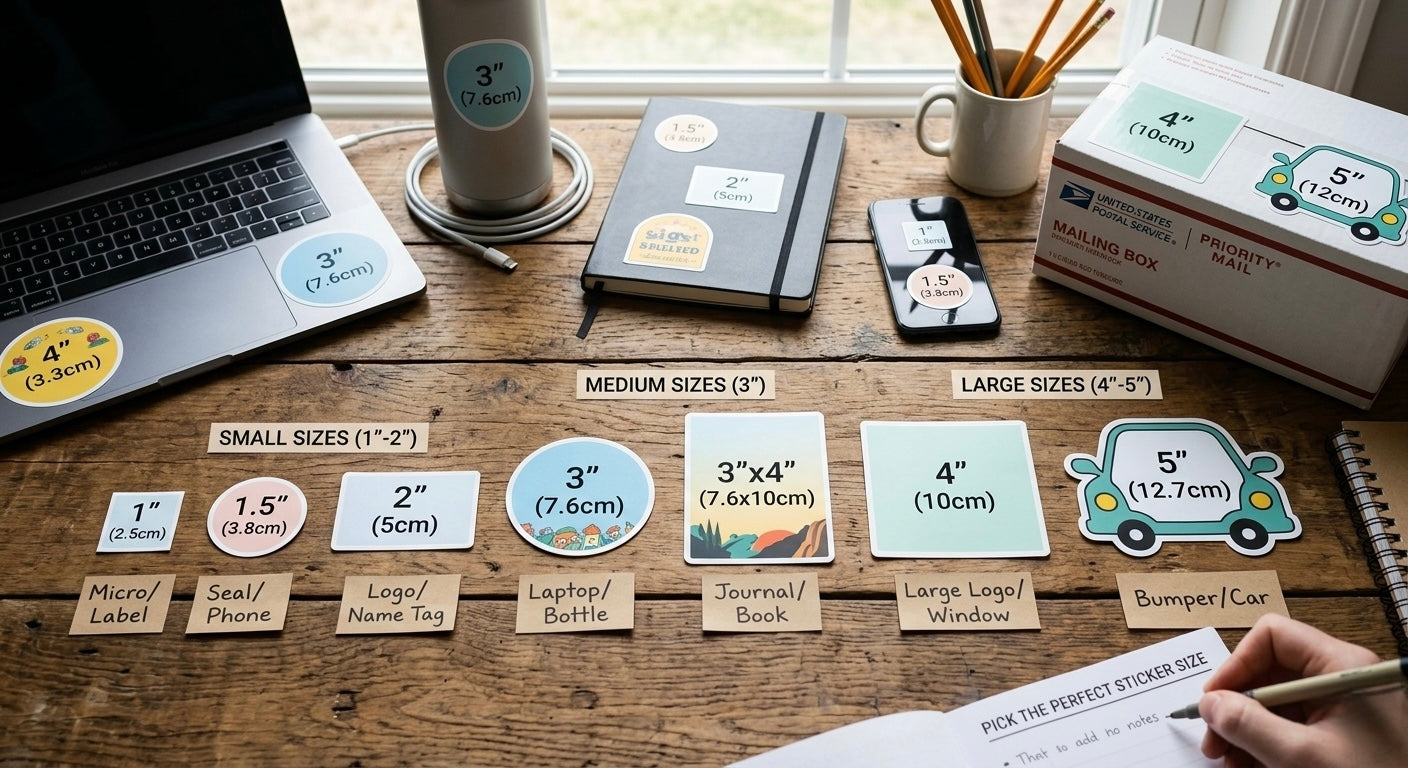 Different Sizes Of Stickers