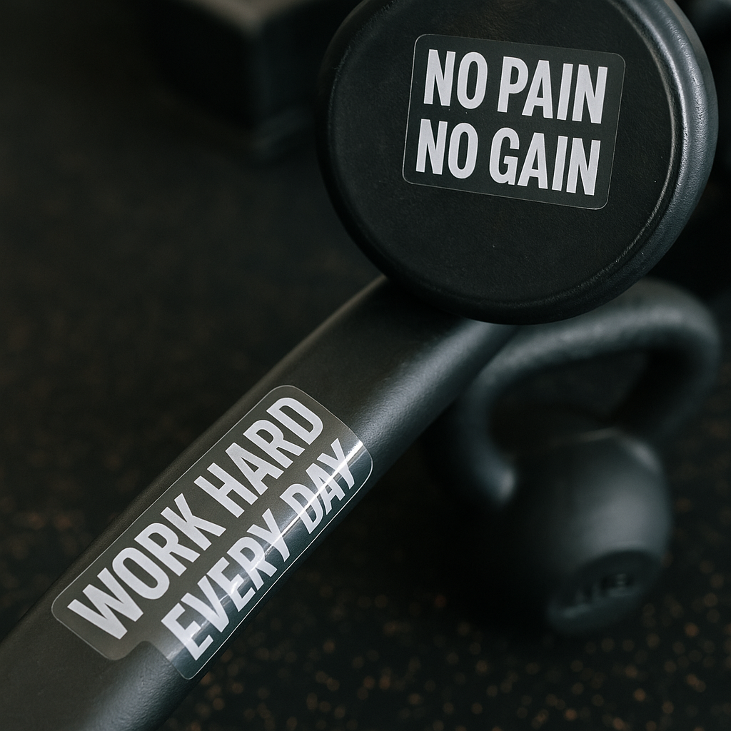 Transparent vinyl stickers for gym equipment branding